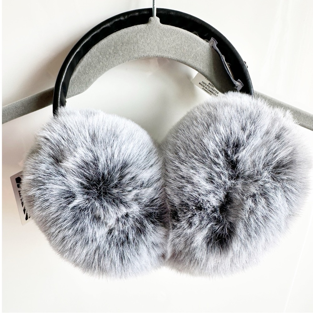 NWT Puff Ball Ear Muffs Anne Klein Gray Faux Fur One Size